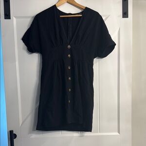 SHEIN Black Button-Up Mini Dress